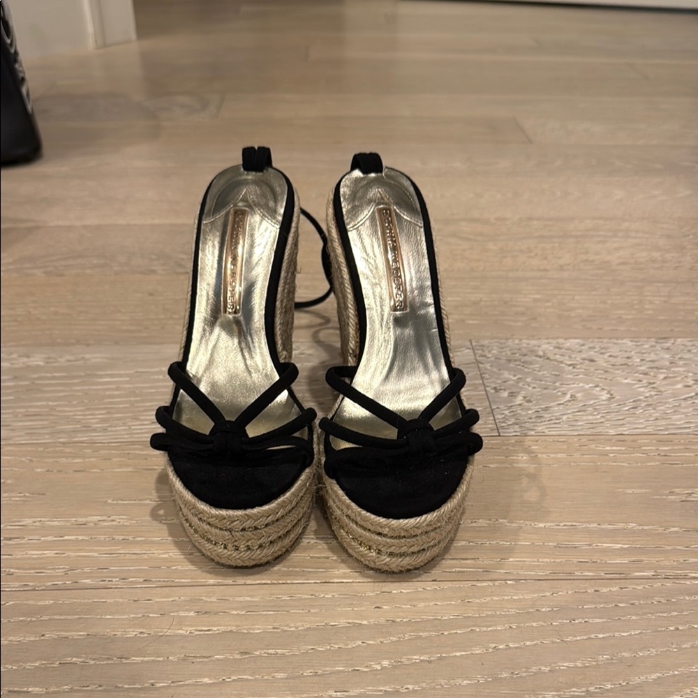 Elegant Black Espadrille Wedge Sandals